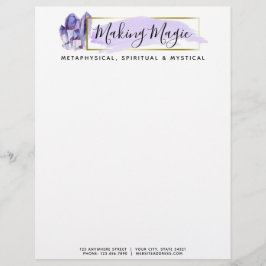 Watercolor Kristallen & Gouden Geometrische Boho L Briefhoofd