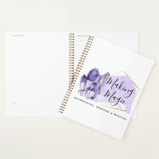 Watercolor Kristallen & Gouden Geometrische Boho L Planner (Display)
