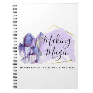 Watercolor Kristallen & Gouden Geometrische Minima Notitieboek