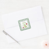 Watercolor krokodil 1e verjaardag vierkante sticker (Envelop)