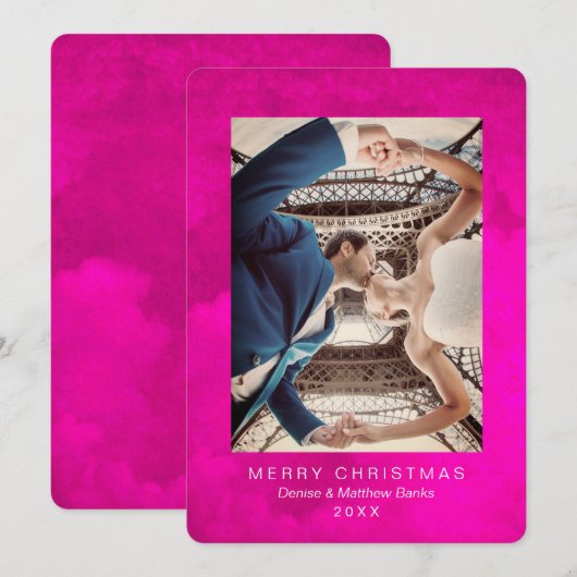 Watercolor Krokus Roze Pauw Kerstkaart Kaart (Voorkant / Achterkant)