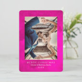 Watercolor Krokus Roze Pauw Kerstkaart Kaart (Staand voorkant)