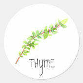 Watercolor Kruiden Tijm Ronde Sticker (Voorkant)