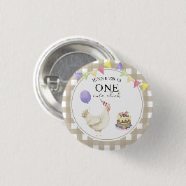Watercolor Kuiken 1e verjaardag Ronde Button 3,2 Cm