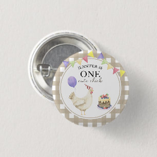 Watercolor Kuiken 1e verjaardag Ronde Button 3,2 Cm