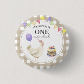 Watercolor Kuiken 1e verjaardag Ronde Button 3,2 Cm (Voorkant)