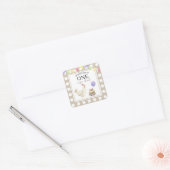 Watercolor Kuiken 1e verjaardag Vierkante Sticker (Envelop)