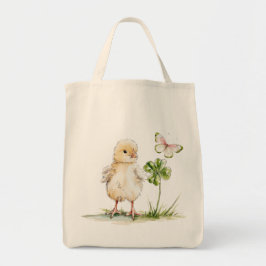 Watercolor Kuiken Met Vierbladige Klaver Tote Bag