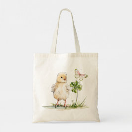 Watercolor Kuiken Met Vierbladige Klaver Tote Bag