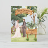 Watercolor kunst bruiloft save the date (Staand voorkant)