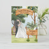 Watercolor kunst bruiloft  save the date (Staand voorkant)