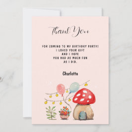 Watercolor Kunst Cute Paddenstoel en Bloemen Bedankkaart