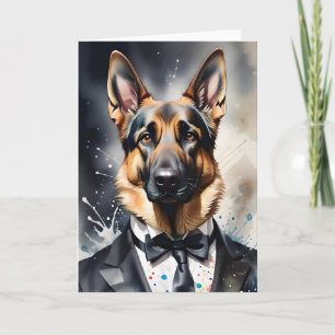 Watercolor Kunst Duitse Herdershond Tuxedo Zwart S Kaart