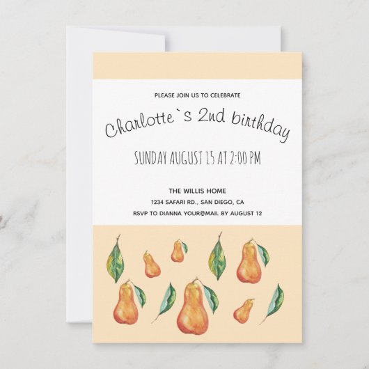 Watercolor Kunst Happy Pear Aankondiging (Voorkant)