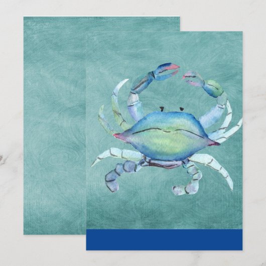 Watercolor Kunst Krab Kaart (Voorkant / Achterkant)