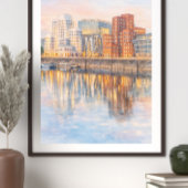 Watercolor Kunst – Moderne Stadsreflectie bij Zons Poster