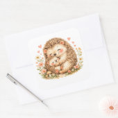 Watercolor Kunst van Egelmama Vierkante Sticker (Envelop)