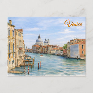 Watercolor Kunst van het Groot Kanaal in Venetië Briefkaart