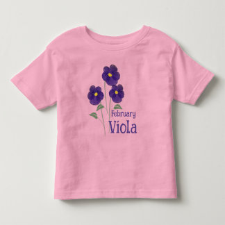 Watercolor Kunst Viola Bloem Februari Verjaardag Kinder Shirts