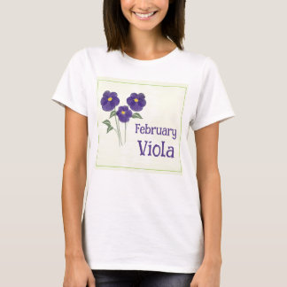 Watercolor Kunst Viola Bloem Februari Verjaardag T-shirt