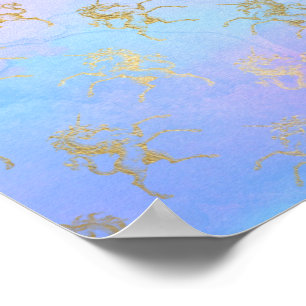 Watercolor Kunst Zachte Kleuren Gouden Eenhoorn Fa Poster