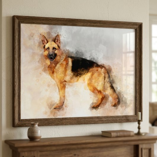 Watercolor Kunstprint van Duitse Herdershond Poster