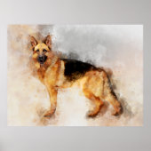 Watercolor Kunstprint van Duitse Herdershond Poster (Voorkant)