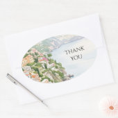 Watercolor Kust Dank Je Ovale Sticker (Envelop)
