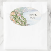 Watercolor Kust Dank Je Ovale Sticker (Tas)