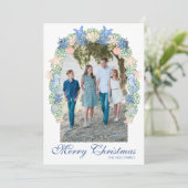 Watercolor Kust Kerst Garland Foto Feestdagenkaart (Staand voorkant)