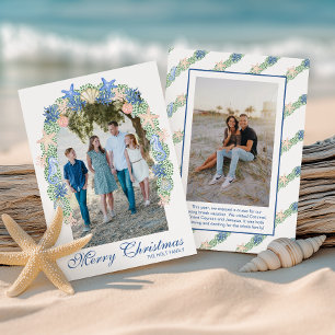 Watercolor Kust Kerst Garland Foto Feestdagenkaart