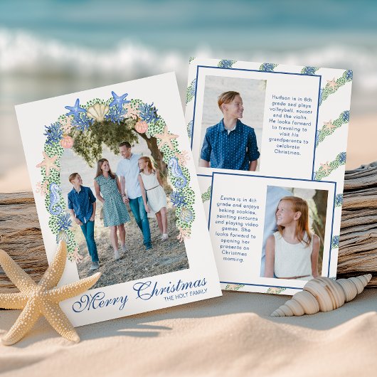 Watercolor Kust Kerst Garland Foto Feestdagenkaart