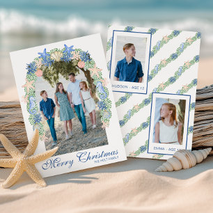 Watercolor Kust Kerst Garland Foto Feestdagenkaart
