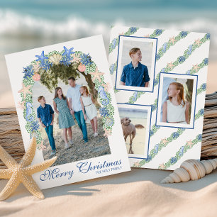 Watercolor Kust Kerst Garland Foto Feestdagenkaart