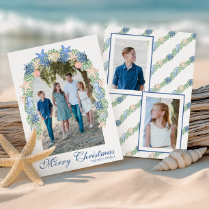 Watercolor Kust Kerst Garland Foto Feestdagenkaart
