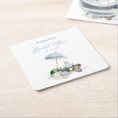 Watercolor Kust Strand Picknick Bruidsborrel Kartonnen Onderzetters (Schuin)