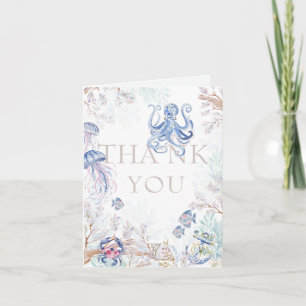 Watercolor Kust Zeedieren Baby Shower Bedankkaart