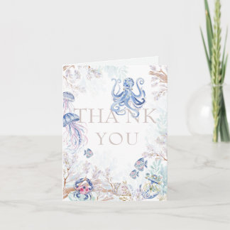 Watercolor Kust Zeedieren Baby Shower Bedankkaart