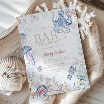 Watercolor Kust Zeedieren Baby Shower