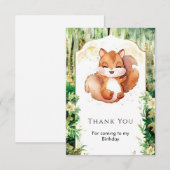 Watercolor Kute Eekhoorn Verjaardag Bedankkaart (Voorkant / Achterkant)