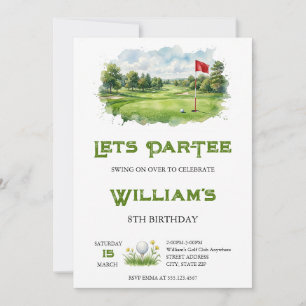 Watercolor Laat Par-Tee Golfbaan Verjaardag Kaart
