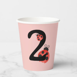 Watercolor Ladybug Second Birthday Party Cups Papieren Bekers