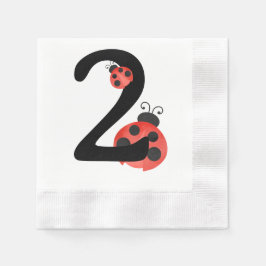 Watercolor Ladybug Second Birthday Party Napkins Servet
