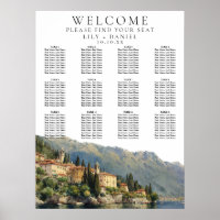 Watercolor Lago di Como Italiaans trouwzaalstoelin