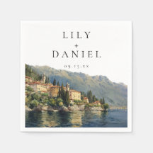 Watercolor Lago di Como Italiaanse Bestemming Trou