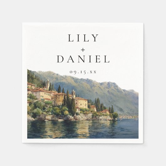 Watercolor Lago di Como Italiaanse Bestemming Trou Servet (Voorkant)
