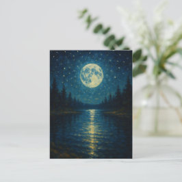 Watercolor Lake Night Greeting Card Briefkaart