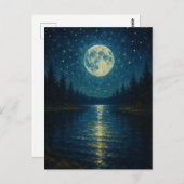 Watercolor Lake Night Greeting Card Briefkaart (Voorkant / Achterkant)