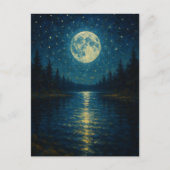 Watercolor Lake Night Greeting Card Briefkaart (Voorkant)