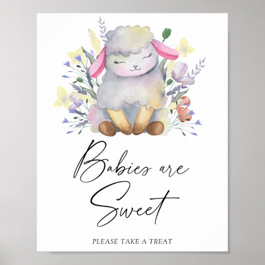 Watercolor lam - baby's zijn schattig poster (Voorkant)